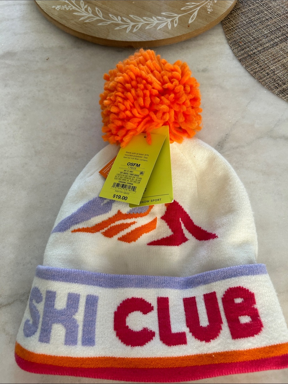 Target Ski Club Knit Beanie Hat in White, Orange, Purple, Pink
